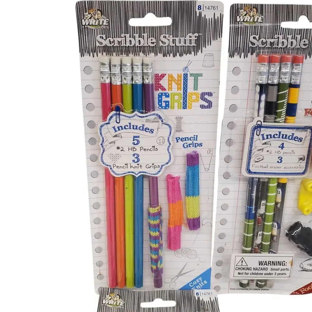Scribble Stuff Pencils Vintage Knit Grips Football Golf Vintage School Pencils